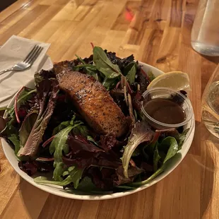 Salmon and an added salad