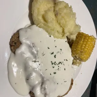 Chicken Fried steak - garlic mashed potatoes- so good!!