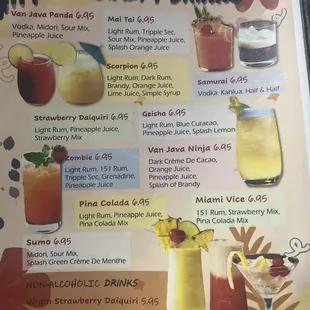 Updated drink menu