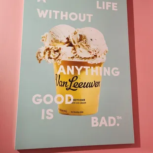 an ice cream cone with a quote on it