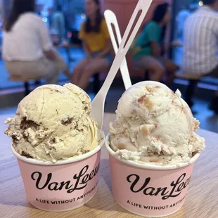 Brown Sugar Cookie Dough Brownie (hand-packed) and Vegan Strawberry Shortcake