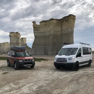 Both of our vehicles accidentally ended up at Monument Rock out in Western Kansas together and we took this photo.