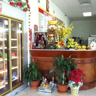 the front counter of the store