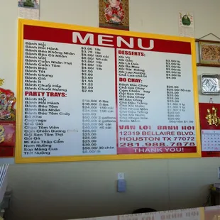 menu