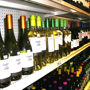 rows of wine bottles