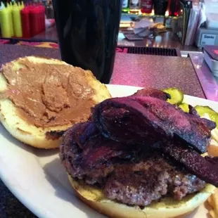 MP2B!! Maple Peanut Butter Bacon Burger. With high quality natural peanut butter and Hasselbachs smoked bacon. Sweet and smokey!