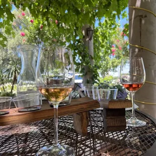 glasses of wine on a table