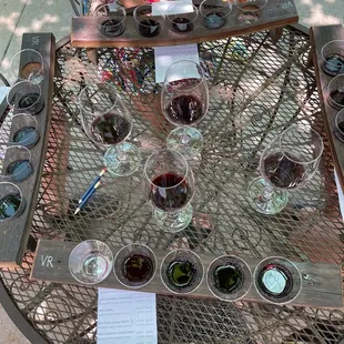 a woman tasting wine