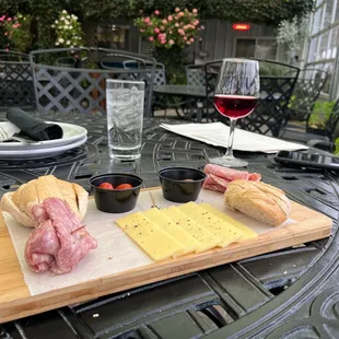 Antipasta, fun red, and 10/10 vibes in the wine garden
