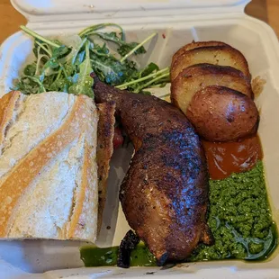 Smoked Chicken Plate ($20) - 2.5 stars. Quite dry, super lean, but potatoes were good. Fri dinner 2022-06-17