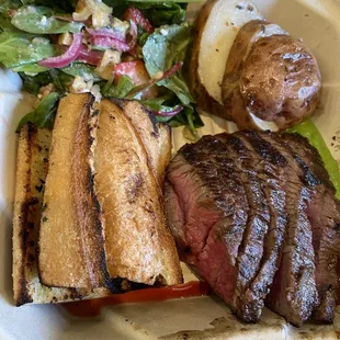 a steak and a salad