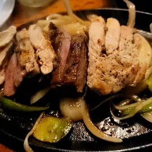 Chicken and beef fajitas