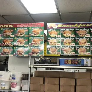 Breakfast and lunch sandwiches