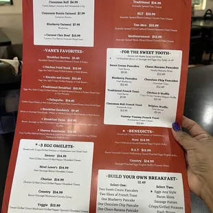 Breakfast menu