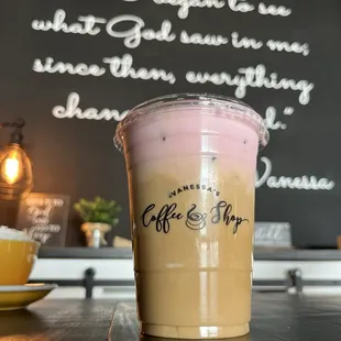 White chocolate strawberry iced latte