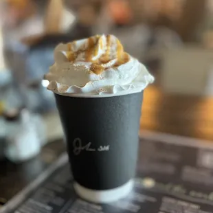 Coconut and caramel latte