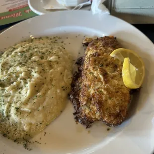 Salmon imperial with mashed potatoes