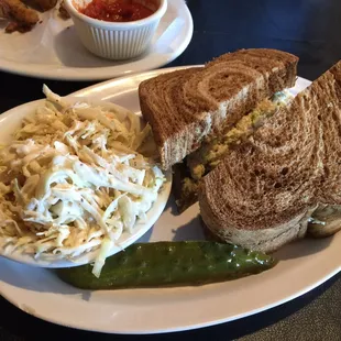 Chicken salad in rye and side of coleslaw