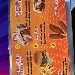 a fast food menu
