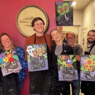 Whiches Bootique Winter snow scene Paint party with Brush of Creativity &amp; VanGo Girl paint parties, Sacramento California