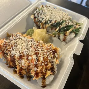 a container of sushi