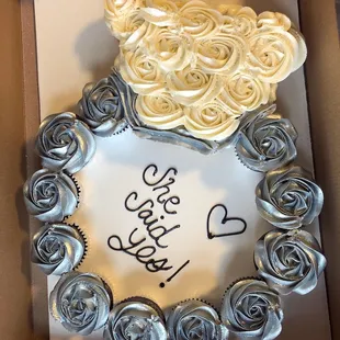 Glitter spray and metallic spray as well as the box and rectangle base, cupcake liners from VB