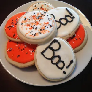 Deep orange and black food colors from Vanilla Bean.