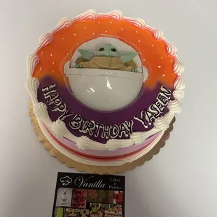 a baby yodape birthday cake