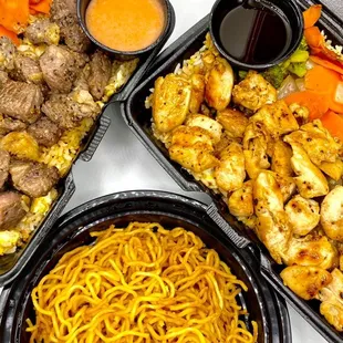Chicken Plate. Steak Plate. Side of Garlic Yum Noodles.