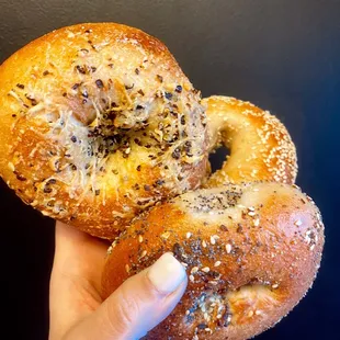 Everything, sesame, + Parmesan cracked black pepper.