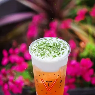 Green Tea with Cheese Foam