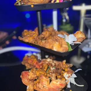 Seafood tower (calamari, shrimp, salmon &amp; lobster)