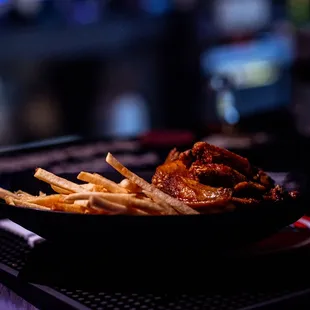 a plate of french fries