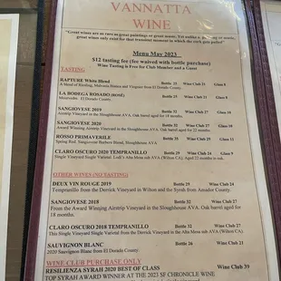 Wine Menu - May 20, 2023