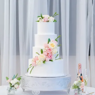 Beautiful wedding cake. Each layer had a different flavor.