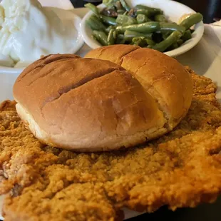 Breaded pork tenderloin sandwich