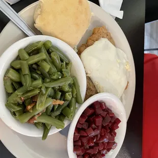 Chicken fried steak with chosen sides