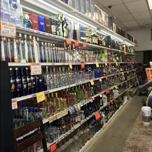 shelves of alcohol