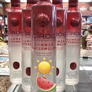 three bottles of watermelon