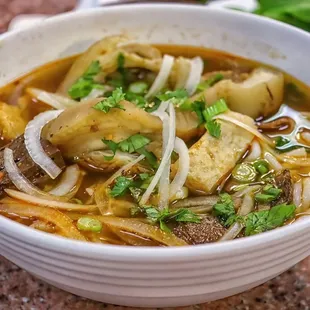 a bowl of soup on a table