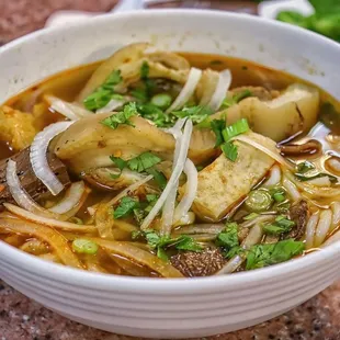 a bowl of soup on a table