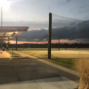 Beautiful sunset over the driving range.