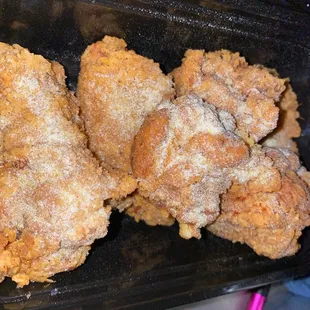 a tray of fried chicken