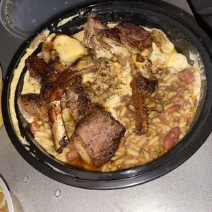 a pan of food on a table