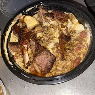 a pan of food on a table