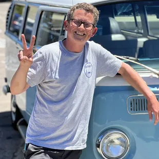 Tour Guide Chad giving us the peace sign.