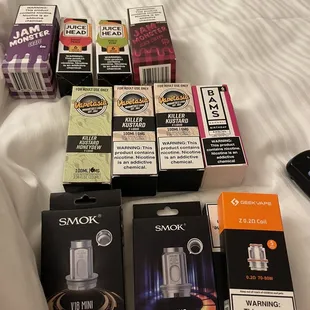All of our fabulous vape supplies we at stocked up on at this amazing shop!