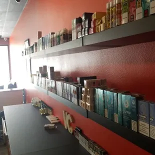 Some of the Vape City Juice shelves