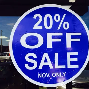20 % off  nov only