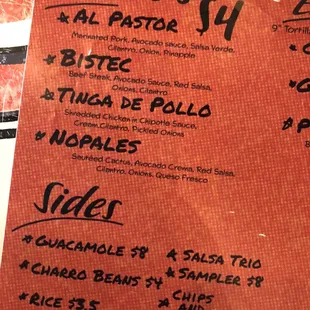 menu, pizza